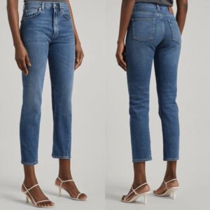 TOTEME Twisted Seam Denim Jeans Size 26 Vintage Fit Mid Rise Blue Minimalist NWT